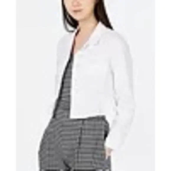Calvin Klein Ruffle-Hem Jacket - White - Size XL - Picture 4 of 8